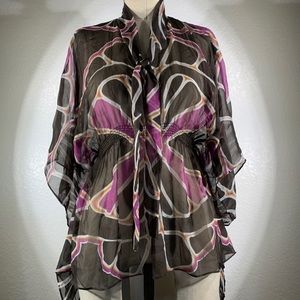 4 Love and Liberty by Johnny Was GoGo Blouse in 60s Butterfly Print M NWT